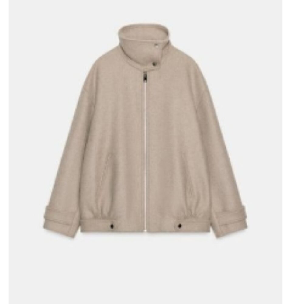 NWT ZARA WOOL BLEND BOMBER JACKET WITH HIGH NECK XS, S 9386 $129